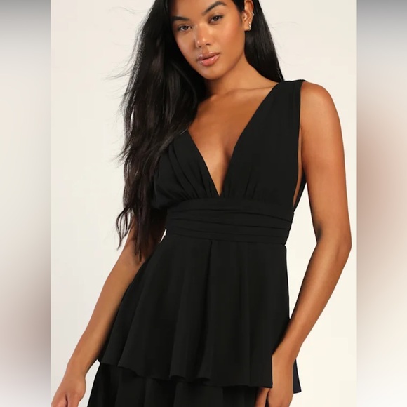 NWT Lulus Amazing Evening Black Tiered Maxi Dress - Picture 3 of 5